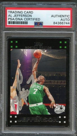 2007-08 Topps Basketball #45 Al Jefferson Signed Card AUTO PSA Slabbed Celtics
