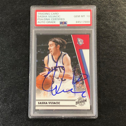 2010-11 Panini Season Update #12 Sasha Vujacic Signed Card AUTO 10 PSA Slabbed Nets