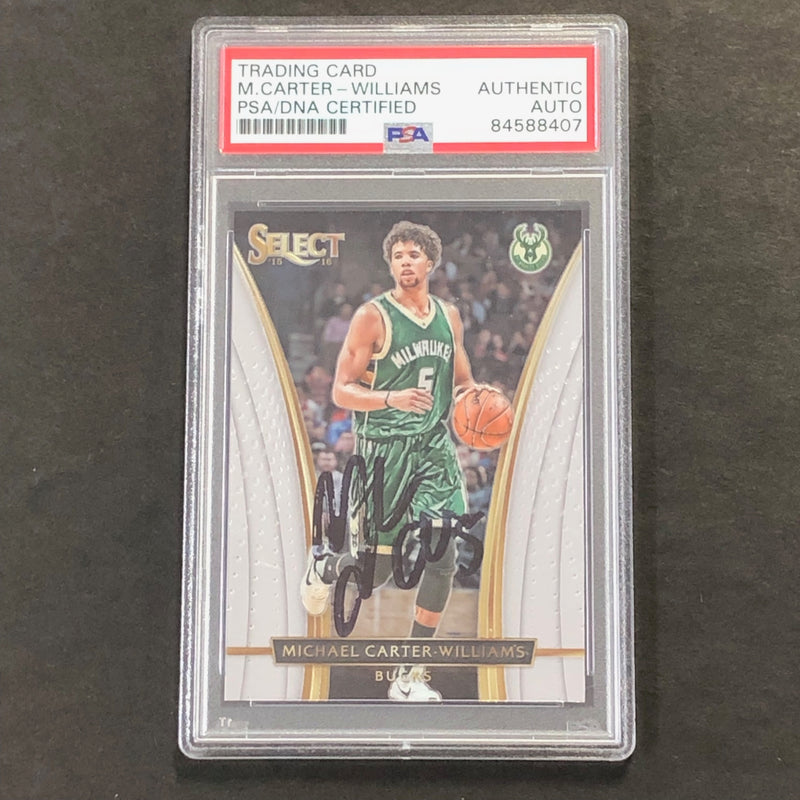 2015-16 Panini Select #238 Michael Carter-Williams Signed Card AUTO PSA/DNA Slabbed Bucks