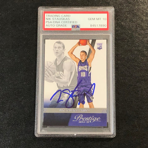 2014-15 Panini Prestige #168 Nik Stauskas Signed Card AUTO 10 PSA Slabbed RC Kings