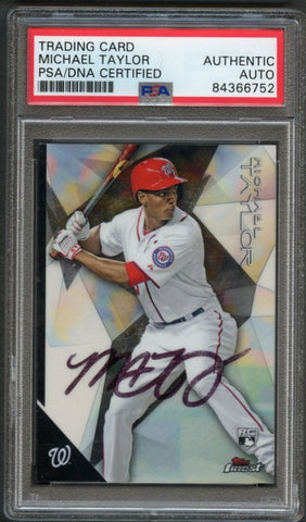 2015 Topps Finest #12 Michael Taylor Signed Rookie Card PSA Slabbed Auto RC Nationals