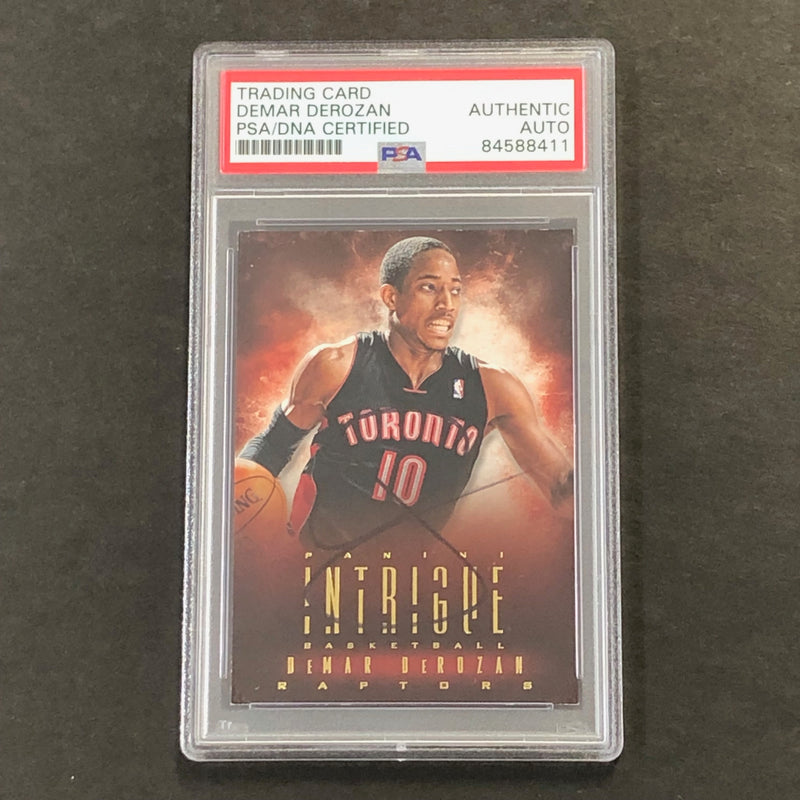 2013-14 PANINI INTRIGUE #38 DeMar DeRozan Signed Card AUTO PSA Slabbed Raptors