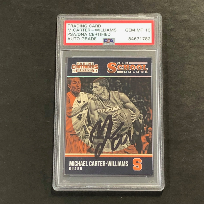 2015-16 Panini Contenders #23 Michael Carter-Williams Signed Card AUTO Grade 10 PSA/DNA Slabbed Syracuse