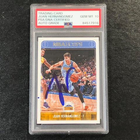 2017-18 NBA Hoops #148 Juan Hernangomez Signed Card AUTO 10 PSA Slabbed Nuggets