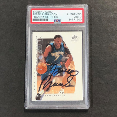1999-00 SP Authentic #48 Terrell Brandon Signed Card AUTO PSA/DNA Slabbed Timberwolves