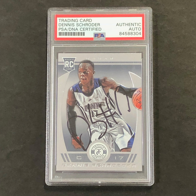 2013-14 Totally Certified #234 Dennis Schroder Signed Card AUTO PSA Slabbed RC Hawks