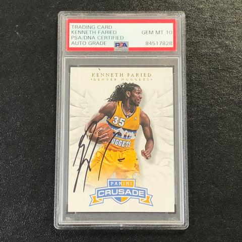 2012-13 Panini Crusade #96 Kenneth Faried Signed AUTO 10 PSA Slabbed Nuggets