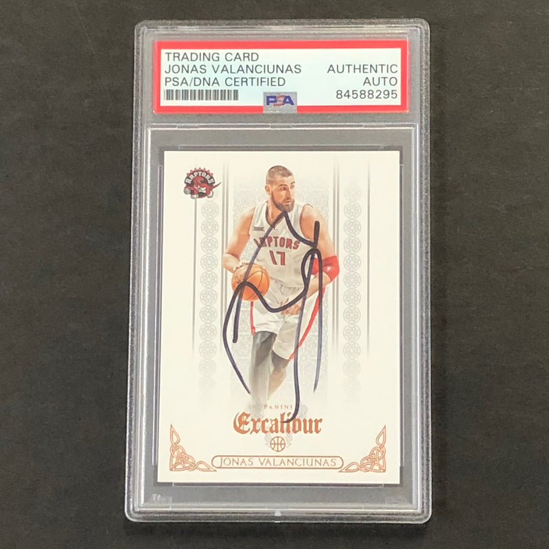 2014-15 Panini Excalibur #14 Jonas Valanciunas Signed Card AUTO PSA Slabbed Toronto Raptors