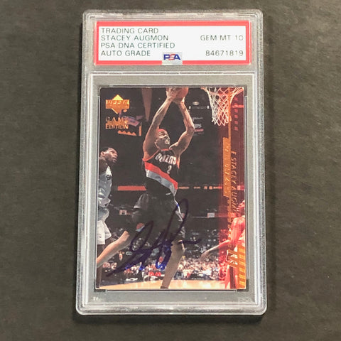 2000-01 Upper Deck #355 Stacey Augmon Signed Card AUTO 10 PSA Slabbed Hawks