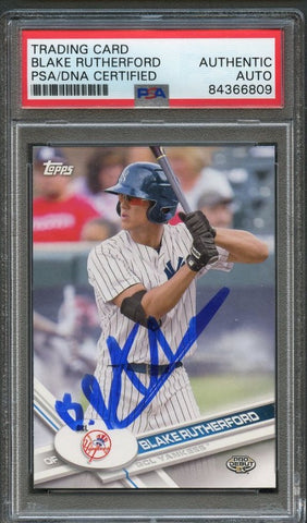 2017 Topps Pro Debut #107 Blake Rutherford Signed Card PSA Slabbed Auto Yankees