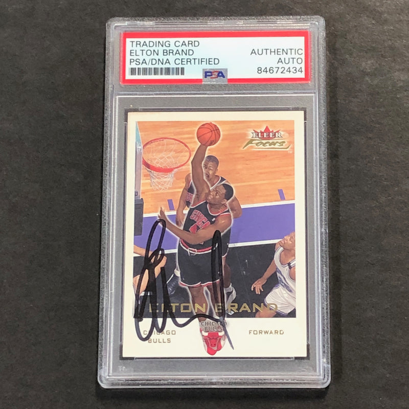 2000-01 Fleer Focus #70 Elton Brand Signed Card AUTO PSA Slabbed Bulls