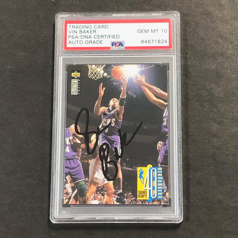 1995-96 Upper Deck Collector's Choice #406 Vin Baker Signed Card AUTO 10 PSA/DNA Slabbed Bucks
