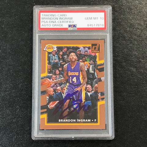 2017-18 Donruss Basketball #67 Brandon Ingram Signed Card AUTO 10 PSA Slabbed Lakers