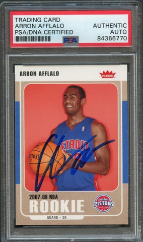 2007-08 Fleer #201 Aaron Afflalo Signed Rookie Card AUTO PSA Slabbed Pistons RC