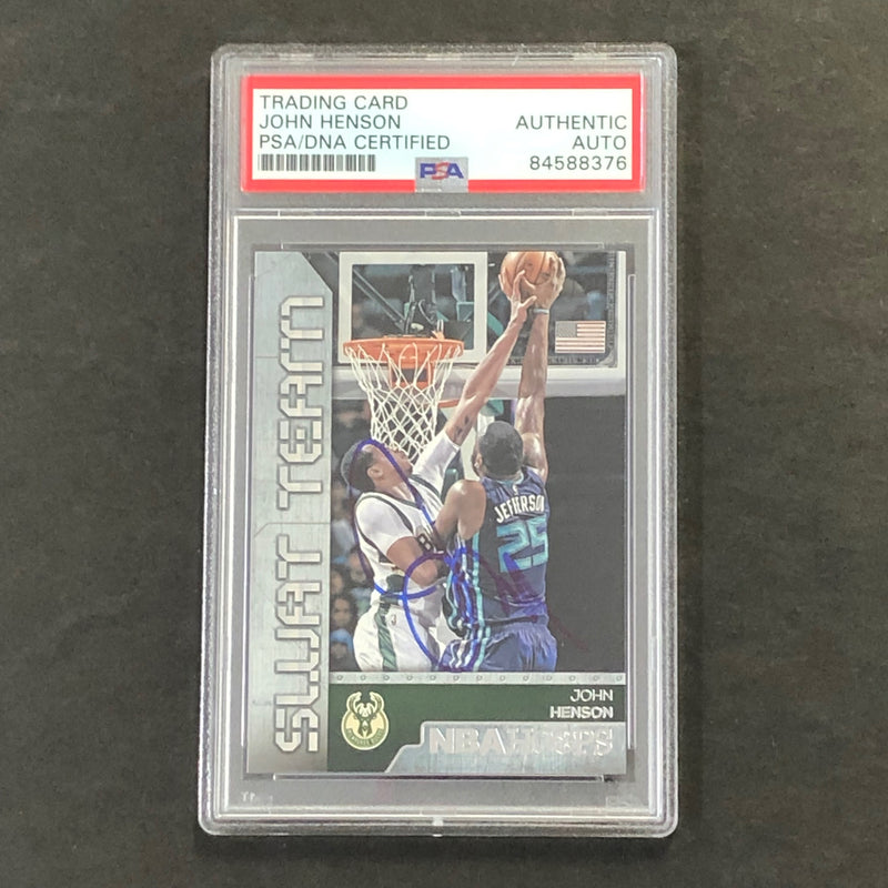 2016-17 NBA Hoops Swat Team #13 John Henson Signed Card AUTO PSA Slabbed Bucks