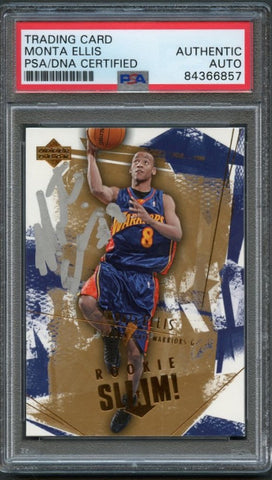 2005-06 Upper Deck ROOKIE SLAM #108 MONTA ELLIS Signed Rookie Card AUTO PSA Slabbed RC Warriors