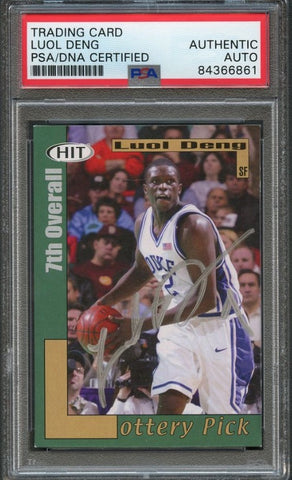 2004 SAGE HIT #43 Luol Deng Signed Card AUTO PSA Slabbed Duke Blue Devils