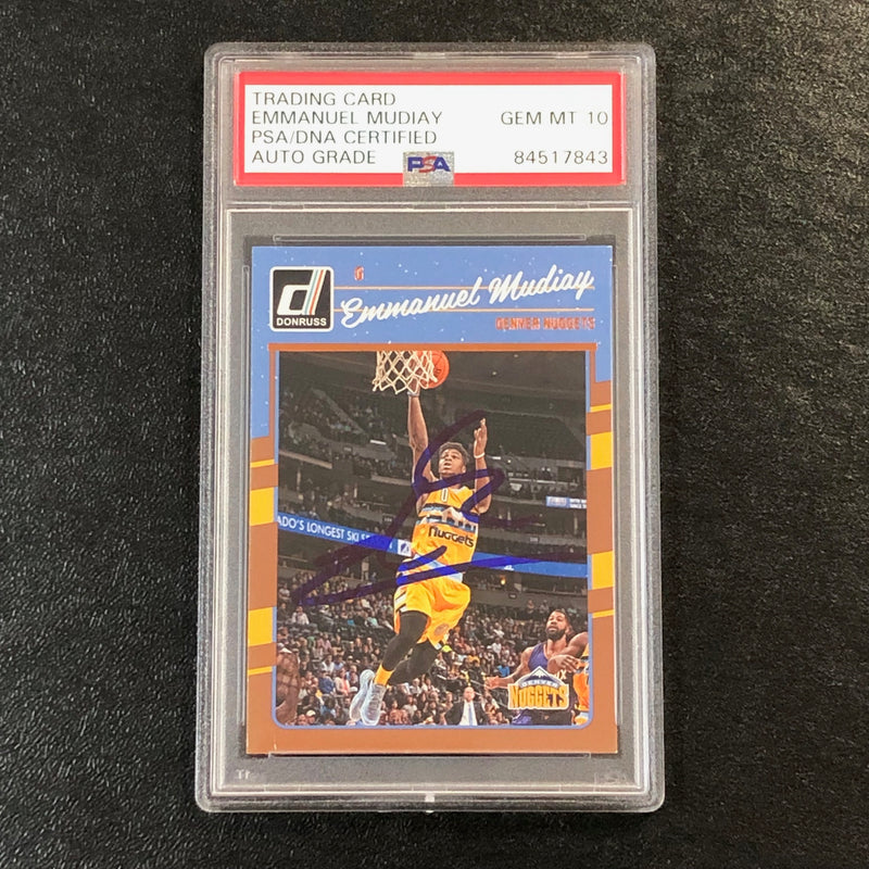 2016-17 Donruss #85 Emmanuel Mudiay Signed Card AUTO 10 PSA Slabbed Nuggets