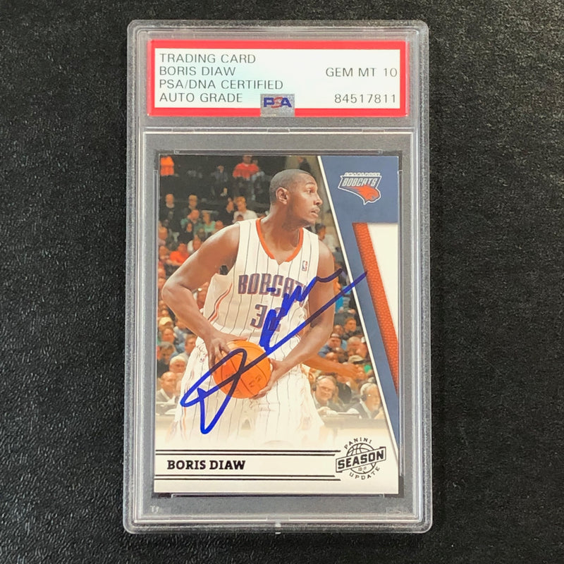 2010-11 Panini Season Update #74 Boris Diaw Signed Card AUTO 10 PSA Slabbed Bobcats