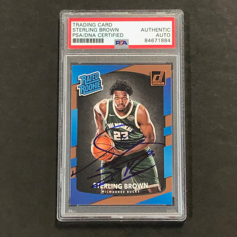 2017-18 Donruss Rated Rookie #165 Sterling Brown Signed Card PSA/DNA Slabbed RC Bucks