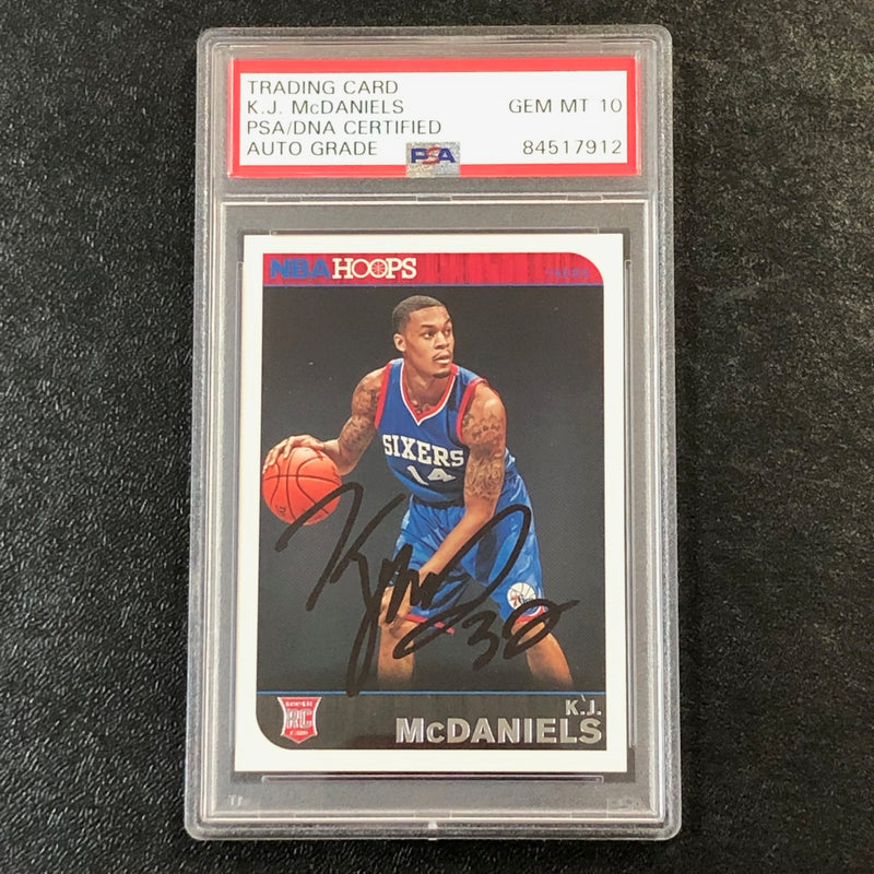 2014-15 NBA Hoops #286 KJ McDaniels Signed Card AUTO 10 PSA Slabbed RC 76ers
