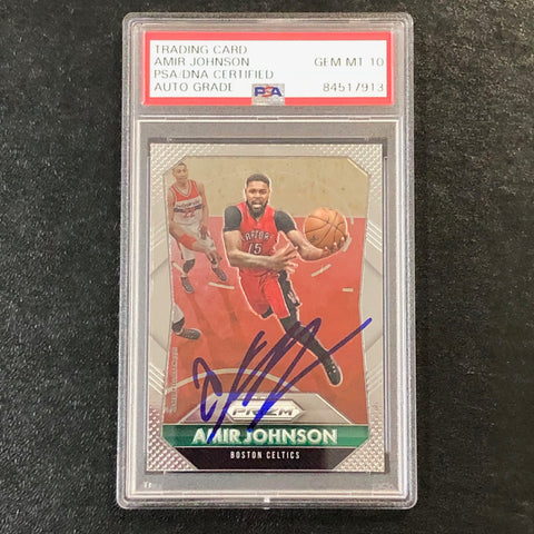 2015-16 Panini Prizm #88 Amir Johnson Signed Card AUTO 10 PSA Slabbed Celtics