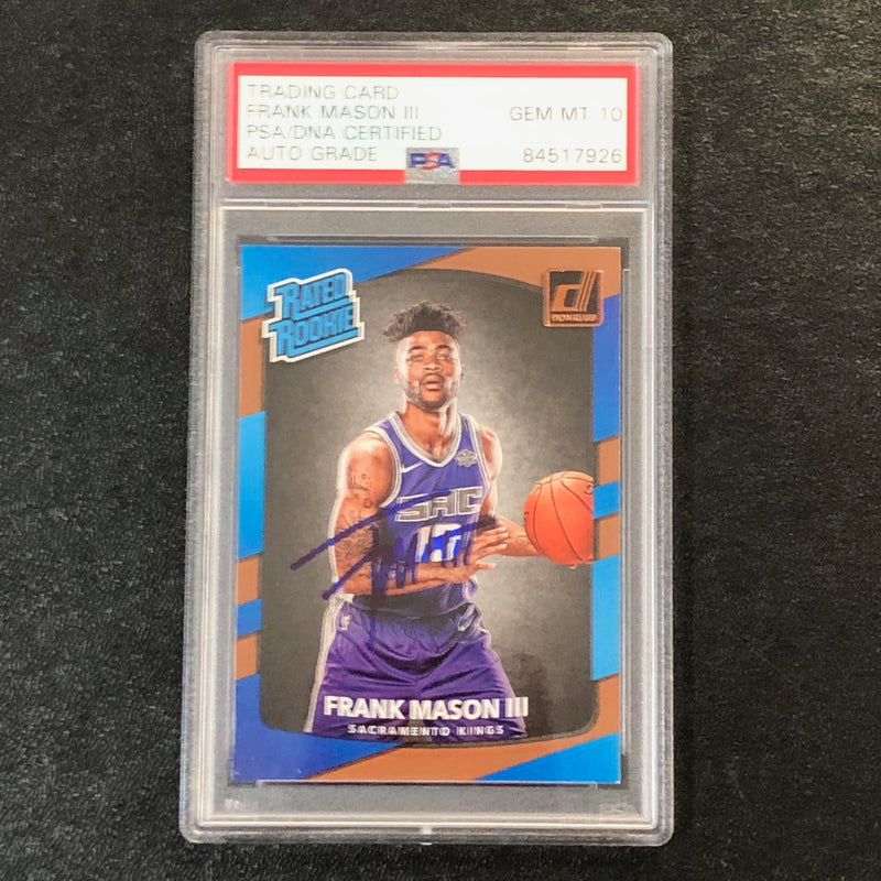 2017-18 Donruss Rated Rookie #167 Frank Mason III Signed Card AUTO 10 PSA Slabbed RC Kings
