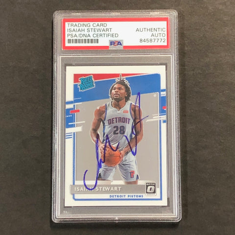 2020-21 Donruss Optic Rated Rookie #166 Isaiah Stewart Signed Card AUTO PSA Slabbed RC Pistons