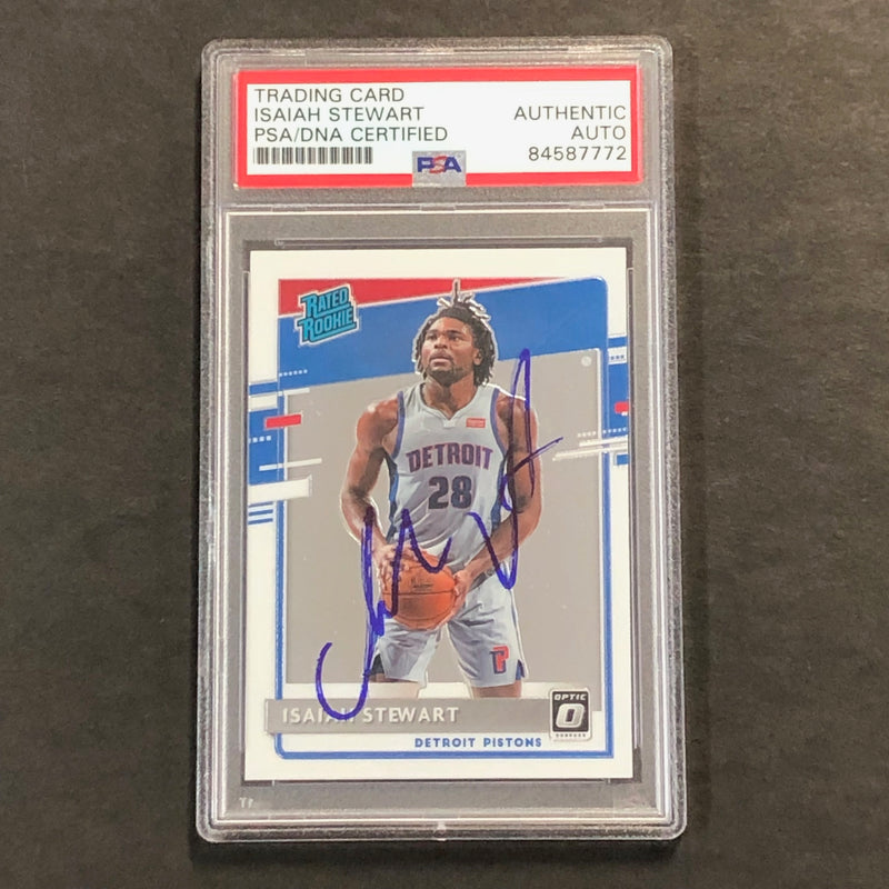 2020-21 Donruss Optic Rated Rookie #166 Isaiah Stewart Signed Card AUTO PSA Slabbed RC Pistons