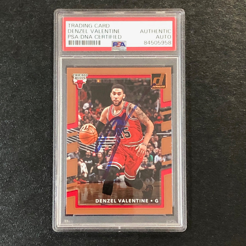 2017-18 Donruss Basketball #24 Denzel Valentine Signed Card AUTO PSA Slabbed Bulls