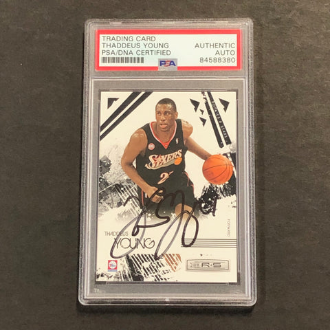 2009-10 Panini Rookies & Stars #75 Thaddeus Young Signed Card AUTO PSA Slabbed 76ers