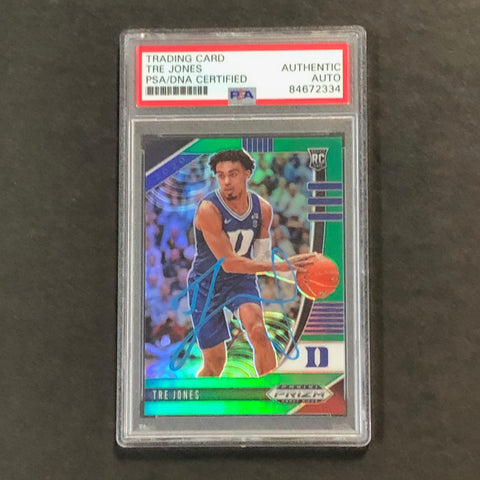 2020 Panini Green Prizm Draft Picks #37 Tre Jones Signed Card AUTO PSA/DNA Slabbed RC Duke