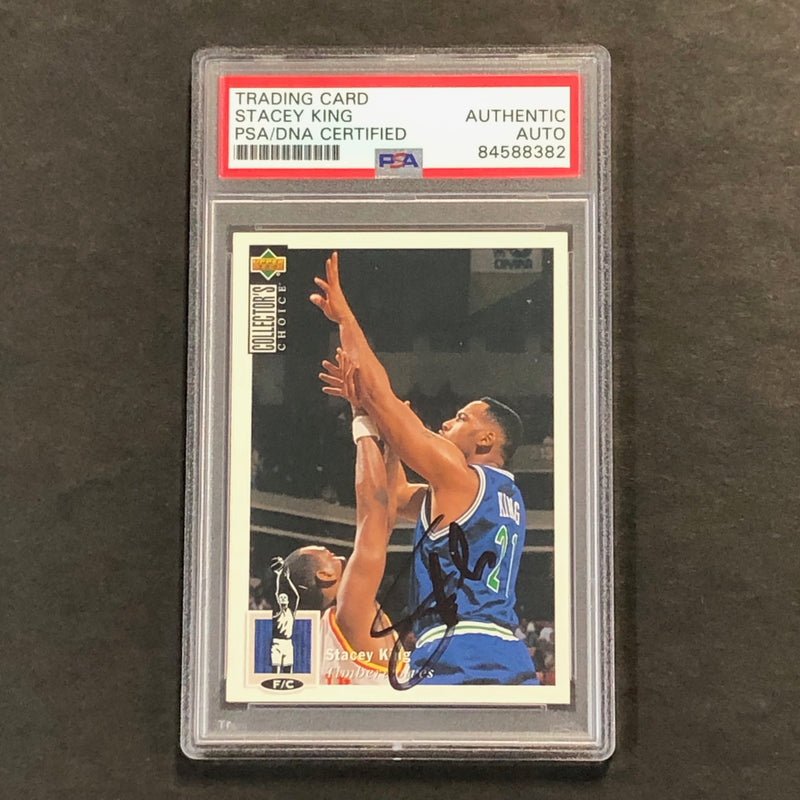 1994-95 Upper Deck Collector's Choice #28 Stacey King Signed Card AUTO PSA Slabbed Timberwolves