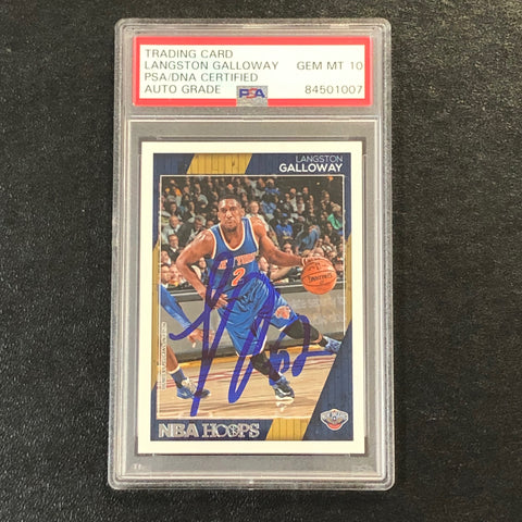 2016-17 NBA Hoops #223 Langston Galloway Signed Card AUTO 10 PSA Slabbed Pelicans