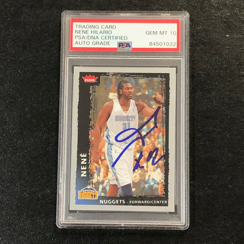 2008-09 Fleer Basketball #151 Nene Signed AUTO 10 PSA Slabbed Nuggets