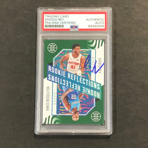 2020-21 Panini Illusions Rookie Reflections #6 Saddiq Bey Signed Card AUTO PSA Slabbed RC Pistons