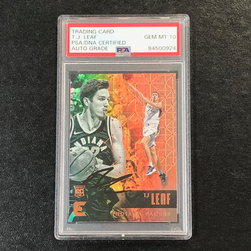 2017-18 Panini Essentials #19 TJ Leaf Signed Card AUTO 10 PSA Slabbed RC Pacers