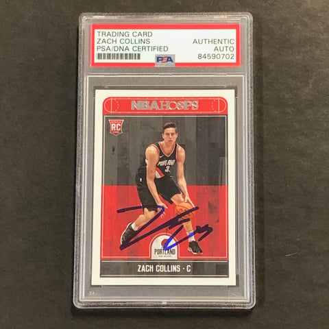 2017-18 NBA Hoops #260 ZACH COLLINS Signed Card AUT0 PSA Slabbed RC Blazers
