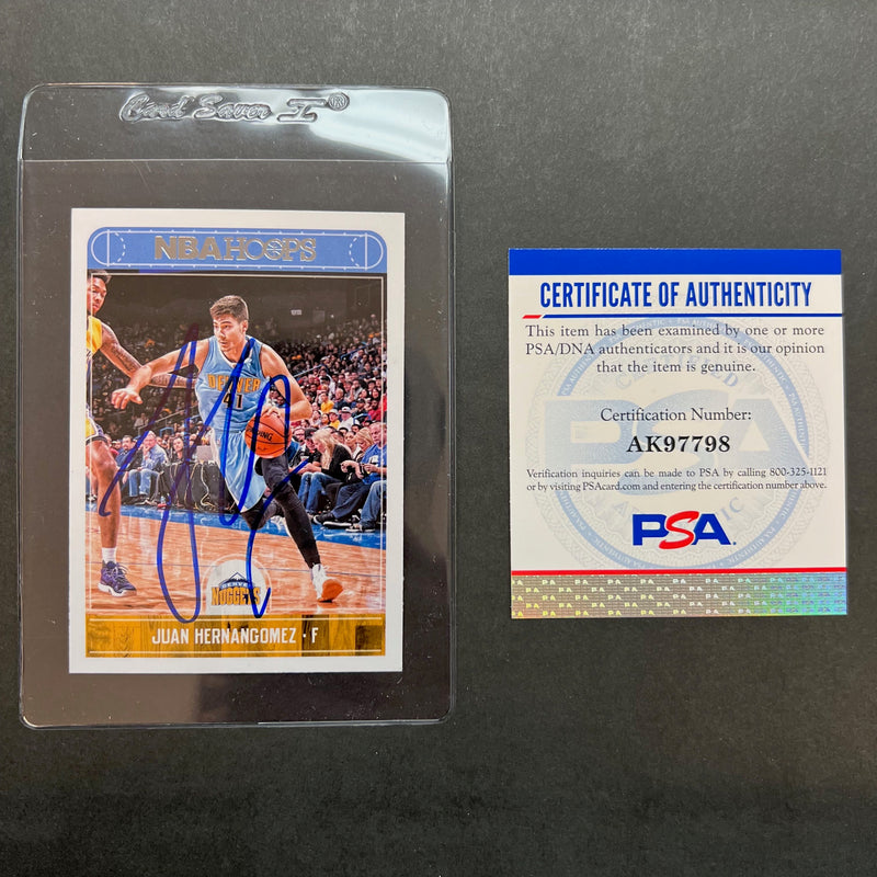 2017-18 NBA Hoops #148 Juan Hernangomez Signed Card PSA Nuggets