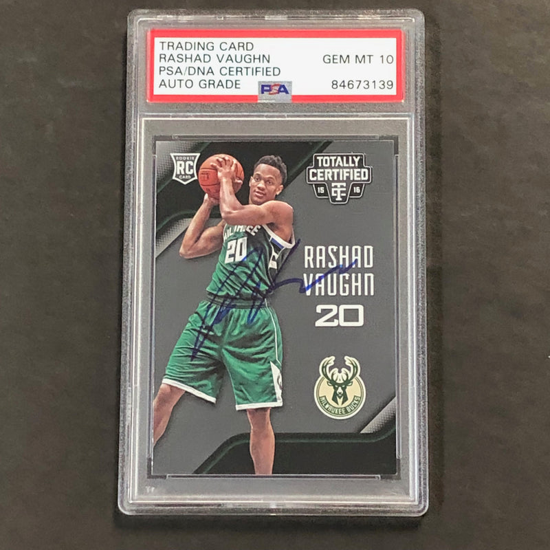 2015-16 Panini Totally Certified #166 Rashad Vaughn Signed Card AUTO 10 PSA Slabbed RC Rookie