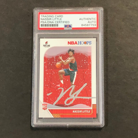 2019-20 NBA Hoops #220 Nassir Little Signed Rookie Card AUTO PSA Slabbed RC Blazers