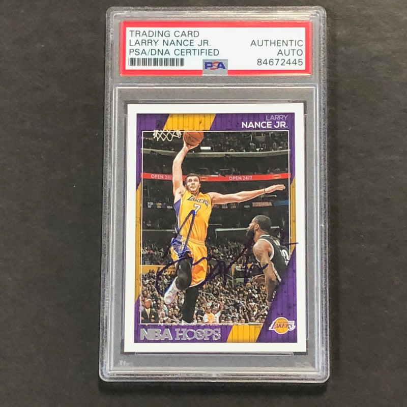 2016-17 NBA Hoops #73 Larry Nance Jr. Signed Card AUTO PSA Slabbed Lakers