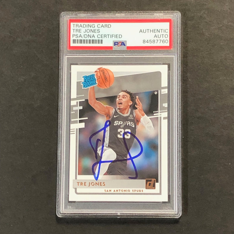 2020-21 Donruss Rated Rookie #244 Tre Jones Signed Card AUTO PSA/DNA Slabbed RC Spurs