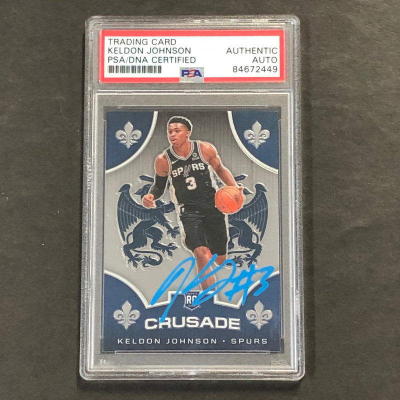 2019-20 Panini Chronicles Crusade #519 Keldon Johnson Signed Card Auto PSA Slabbed RC Spurs