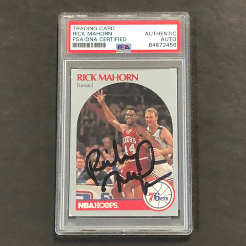 1990-91 NBA Hoops #230 Rick Mahorn Signed Card AUTO PSA Slabbed 76ers