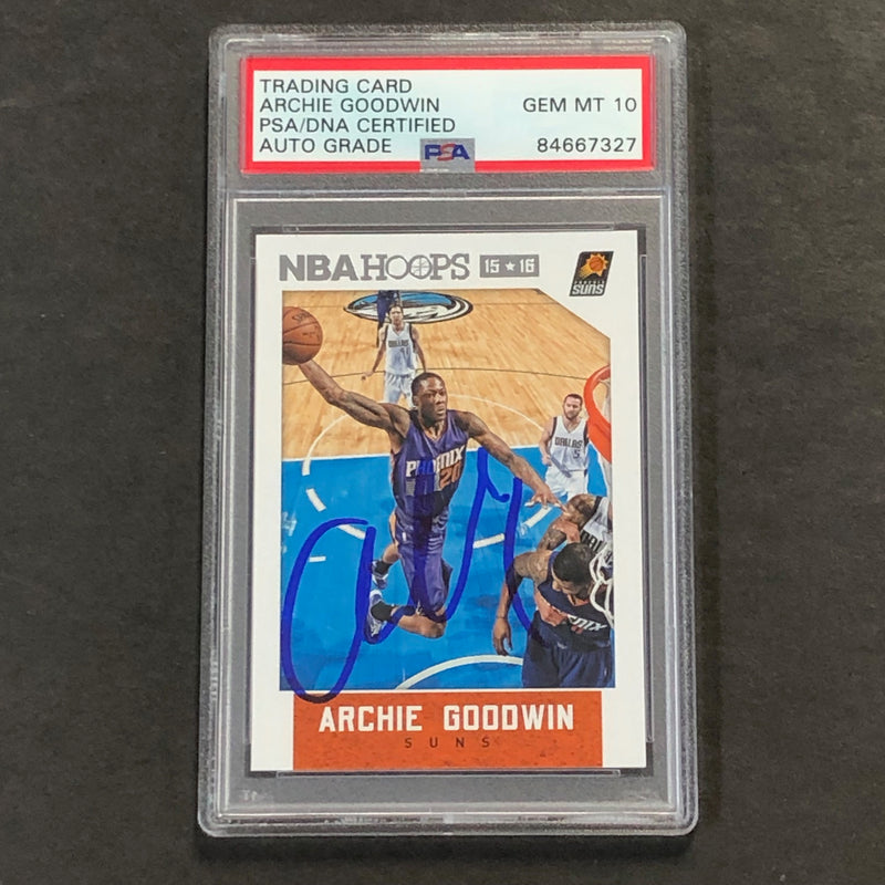 2015-16 NBA Hoops #38 Archie Goodwin Signed Card AUTO 10 PSA Slabbed Phoenix Suns