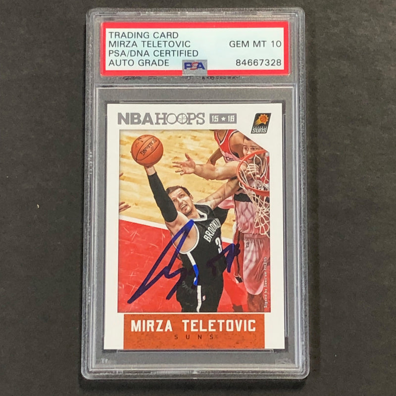 2015-16 NBA Hoops #36 Mirza Teletovic Signed Card AUTO 10 PSA Slabbed Suns