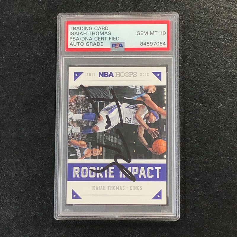 2012-13 NBA Hoops Rookie Impact #6 Isaiah Thomas Signed Card AUTO 10 PSA Slabbed RC Kings