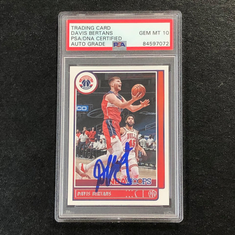 2021-22 NBA Hoops #130 Davis Bertans Signed Card AUTO 10 PSA/DNA Slabbed Wizards