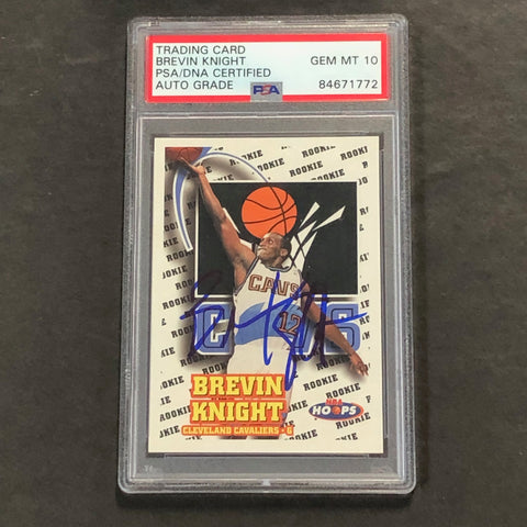1997-98 NBA Hoops #183 Brevin Knight Signed Card AUTO 10 PSA RC Rookie Card Slabbed Cavs